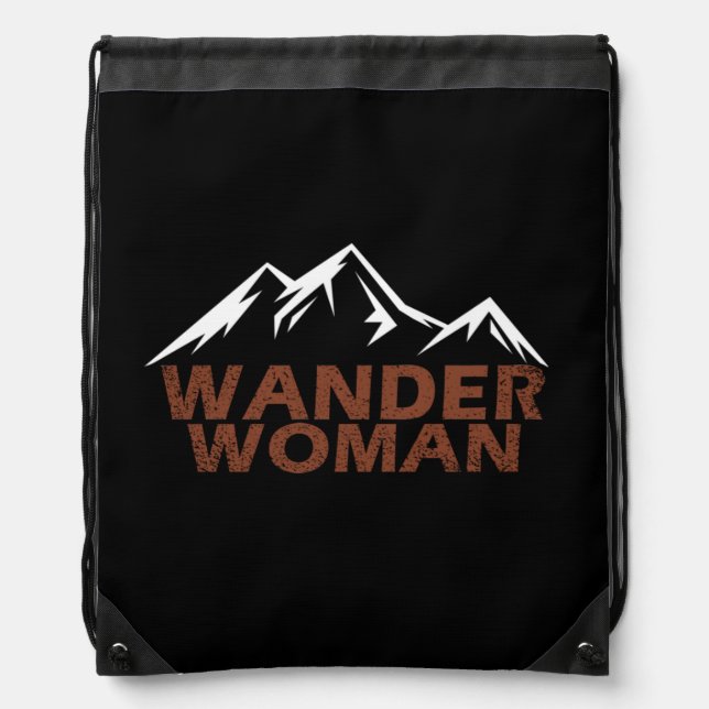 wander woman hiking camping drawstring bag (Front)