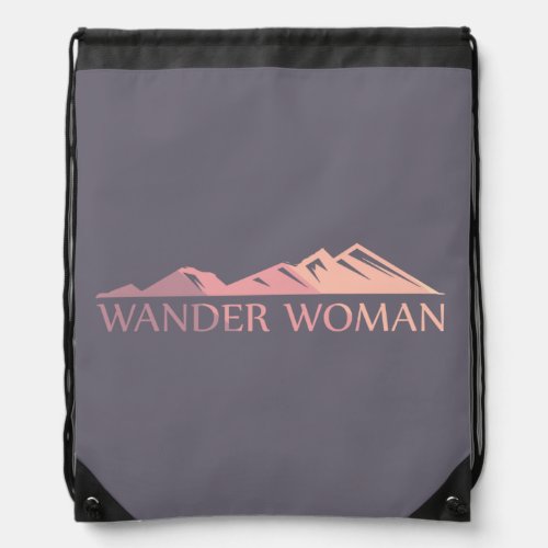 Wander woman hiking camping drawstring bag