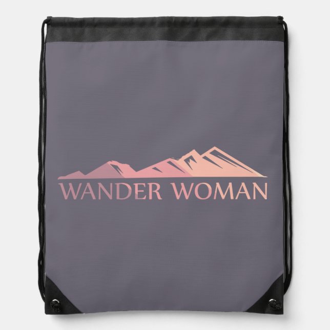 Wander woman hiking camping drawstring bag (Front)