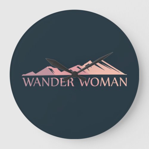 Wander woman hiking camping large clock