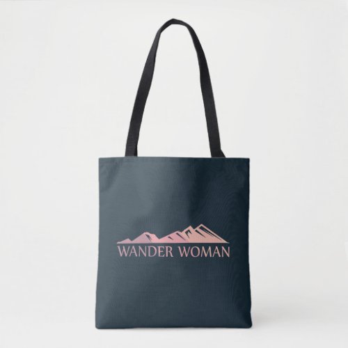 Wander woman hiking camping tote bag