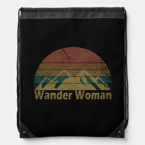 Wander woman hiking camping vintage drawstring bag