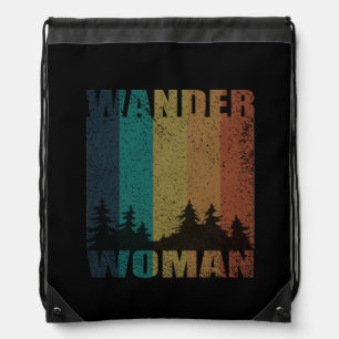 Wander woman hiking camping vintage drawstring bag