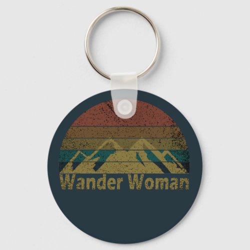 Wander woman hiking camping vintage keychain