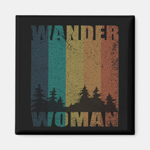 Wander woman hiking camping vintage magnet