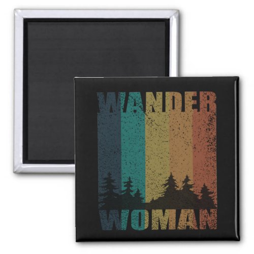 Wander woman hiking camping vintage magnet