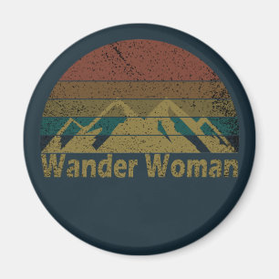 Wander woman hiking camping vintage magnet