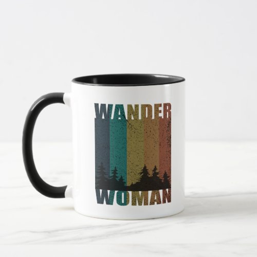 Wander woman hiking camping vintage mug