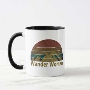 Wander woman hiking camping vintage mug