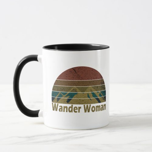 Wander woman hiking camping vintage mug