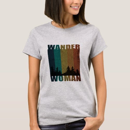 Wander woman hiking camping vintage T_Shirt