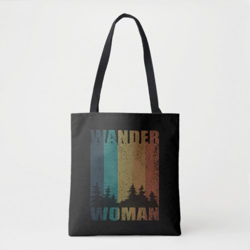 Wander woman hiking camping vintage tote bag