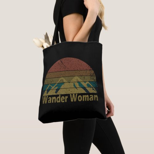 Wander woman hiking camping vintage tote bag