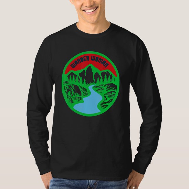 Wander Woman Hiking Girls Outdoors apparel T-Shirt (Front)