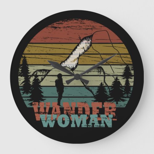 wander woman hiking large clock