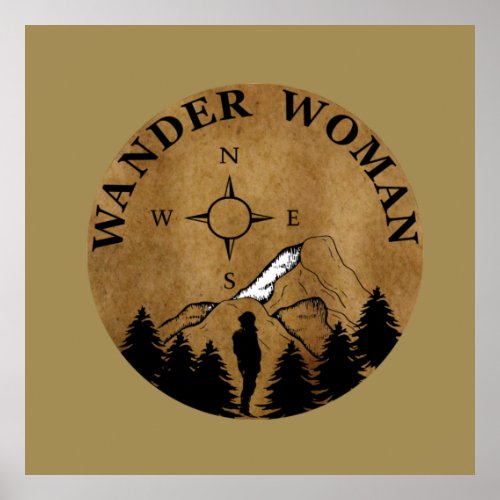 wander woman hiking poster