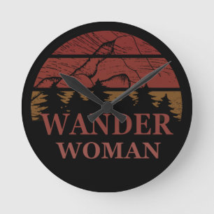 wander woman hiking round clock
