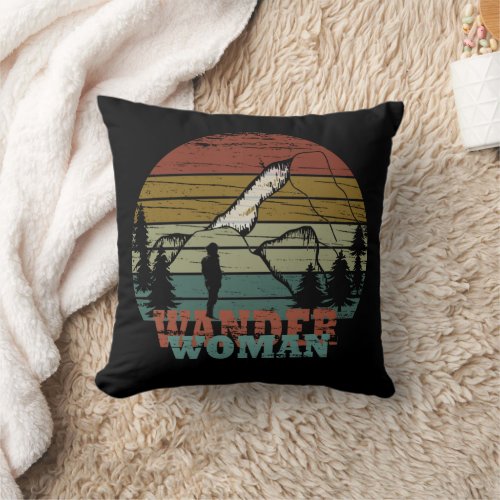 wander woman hiking throw pillow