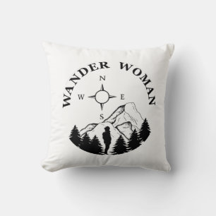 wander woman hiking throw pillow