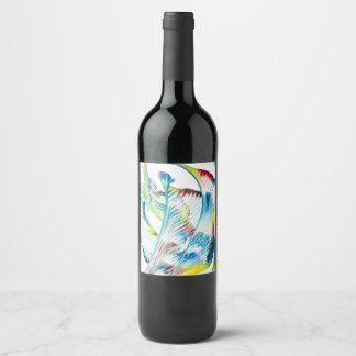 Wanderer 1 Colorful Abstract Wine Bottle Label