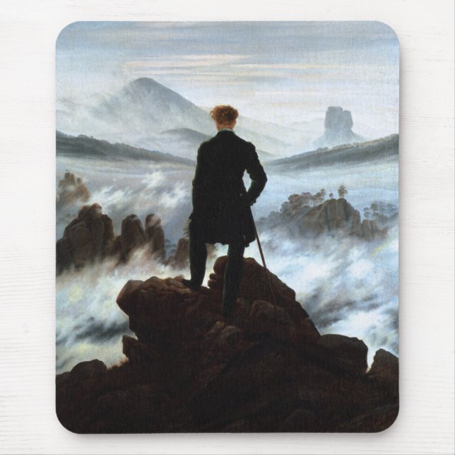 Wanderer above the Sea of Fog by Friedrich Mouse Pad (Front)