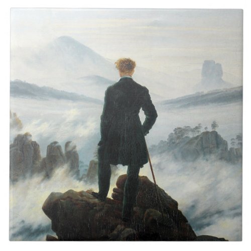 Wanderer above the Sea of Fog Friedrich Ceramic Tile