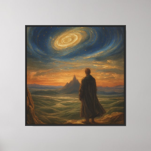 Wanderer Beneath the Cosmic Sky Canvas Print (Front)