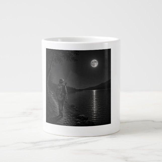Wanderer Collection – Moonlit Lakeside Hiker Mug (Front)