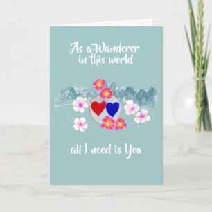 Wanderer Hearts, Mountains and blossom Holiday Card
