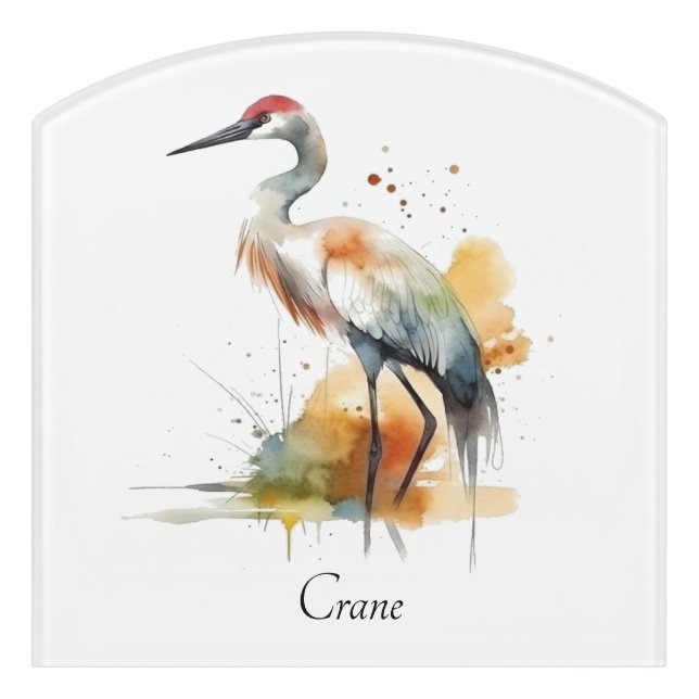 Wandering Crane, custom Door Sign (Contour Front)