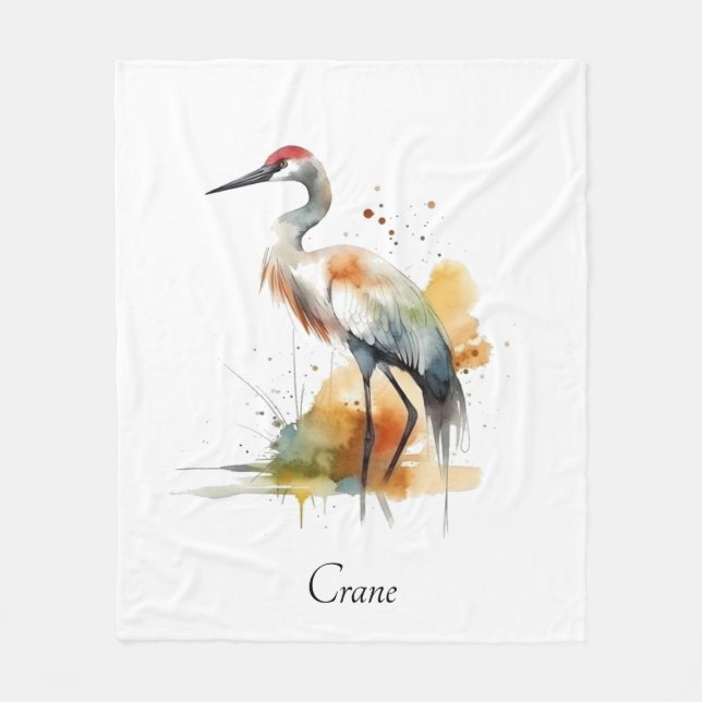 Wandering Crane, Custom Fleece Blanket (Front)