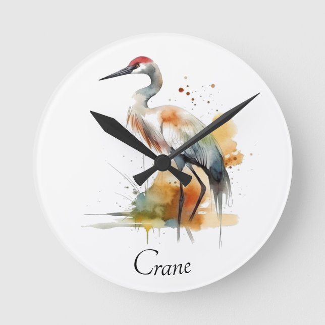 Wandering Crane, custom Round Clock (Front)