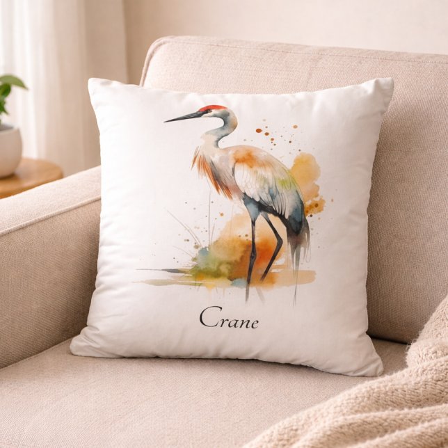 Wandering Crane, custom Throw Pillow (Creator Uploaded)