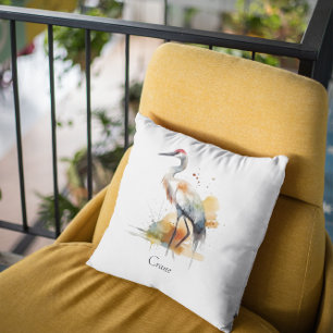 Wandering Crane, custom Throw Pillow