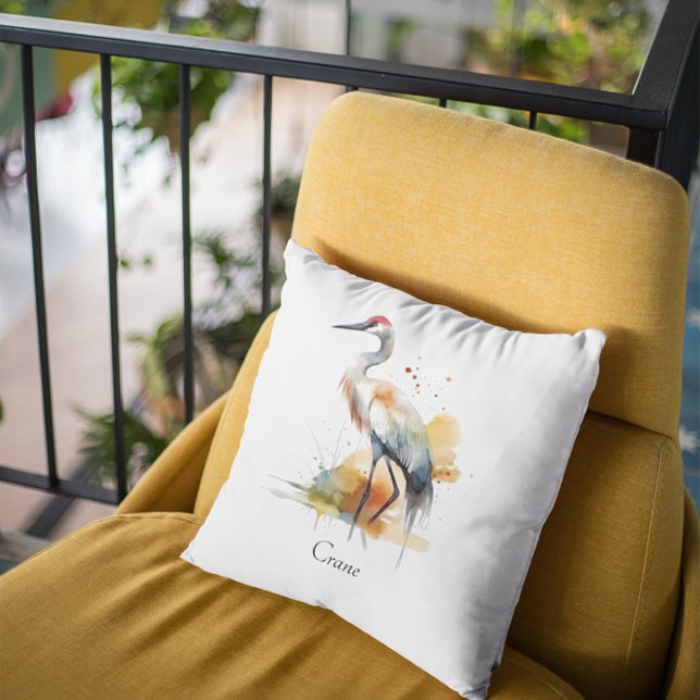 Wandering Crane, custom Throw Pillow (Creator Uploaded)