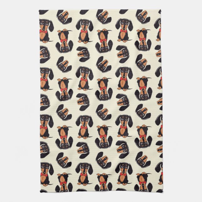 Wandering Dachshund Kitchen Towels (Vertical)