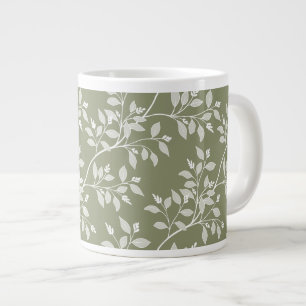 Wandering Leaves Olive Green Botanical Giant Coffee Mug