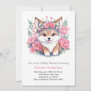Wandering with Wolves: Girl Baby Shower Invitation