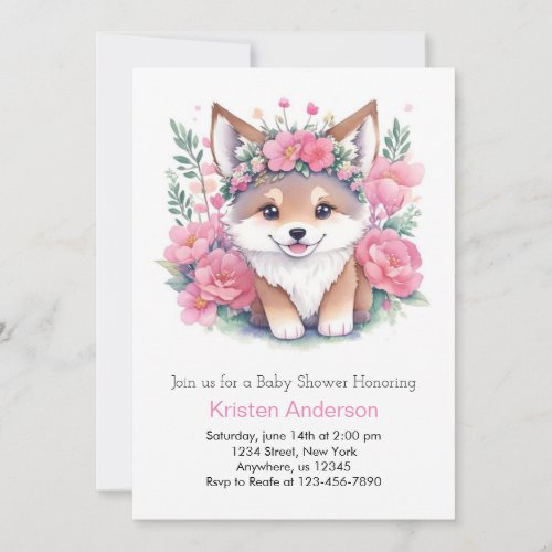 Wandering with Wolves Girl Baby Shower Invitation