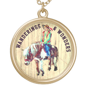 Wanderings & Wonders Rider on a pony Gold Plated Necklace