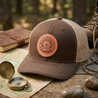 Wanderlust Adventure Compass Mountain Nature Art Leather Patch Hat