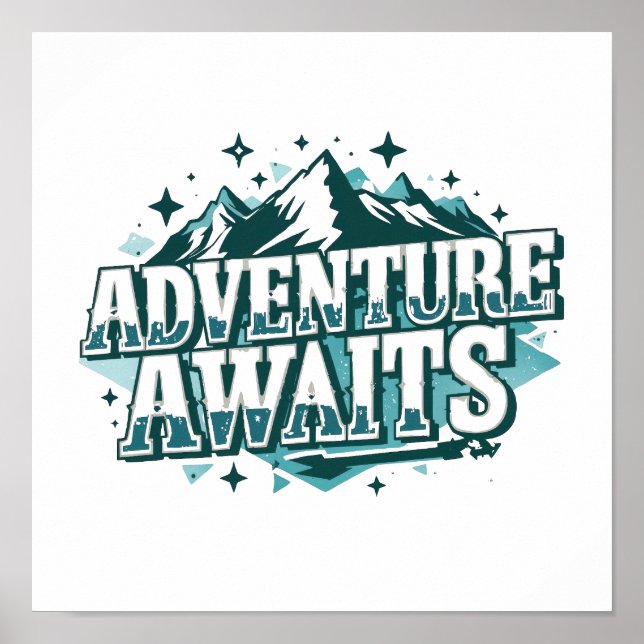 Wanderlust and Travel Quote with Pine Trees Poster (Front)