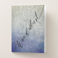 Wanderlust Blue Ombre Watercolor Vintage World Map