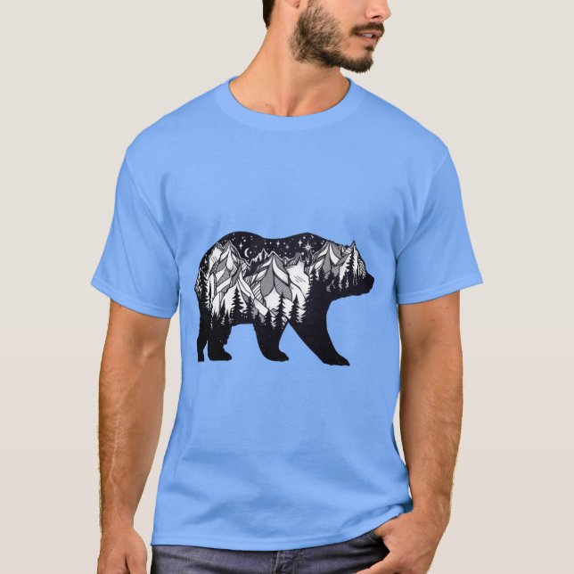 Wanderlust California Bear Silhouette with Mountai T-Shirt (Front)