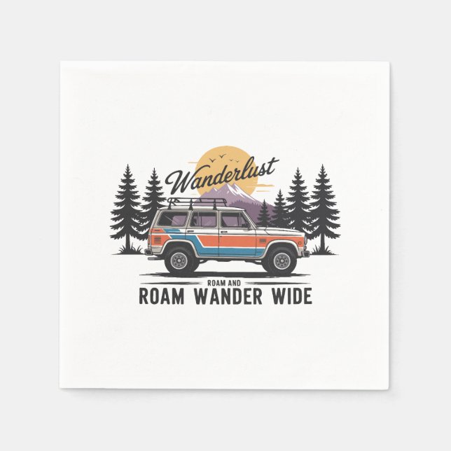 Wanderlust Camper - Roam and Roam Wander Wide Napkins (Front)