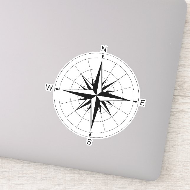 Wanderlust Chronicles: Retro Compass Rose Travel  Sticker (Detail)