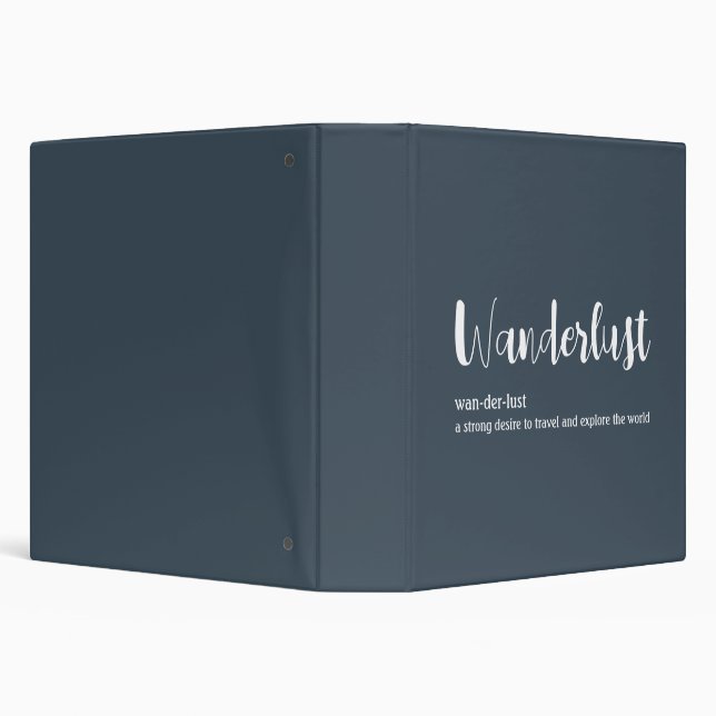 Wanderlust definition white grey blue colour 3 ring binder (Background)