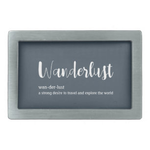 Wanderlust definition white grey blue colour belt buckle