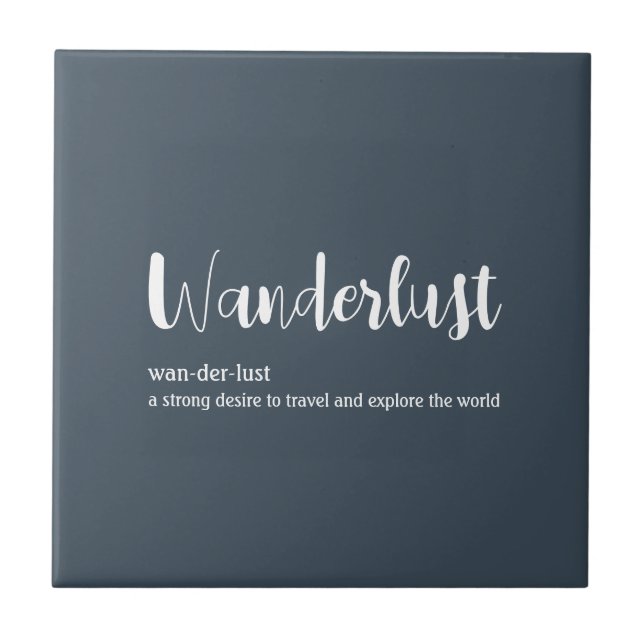 Wanderlust definition white grey blue colour ceramic tile (Front)