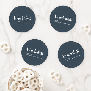 Wanderlust definition white grey blue colour coaster set